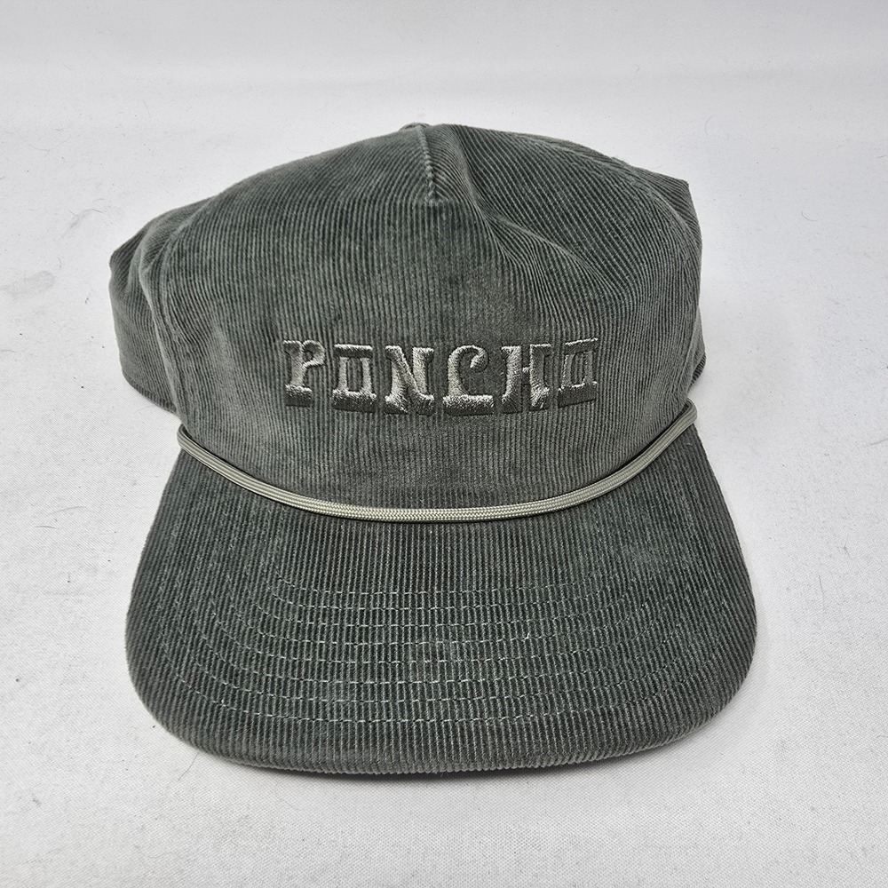 Poncho Outdoors Corduroy Hat Mens Moss Green Rope Snapback Cap NEW